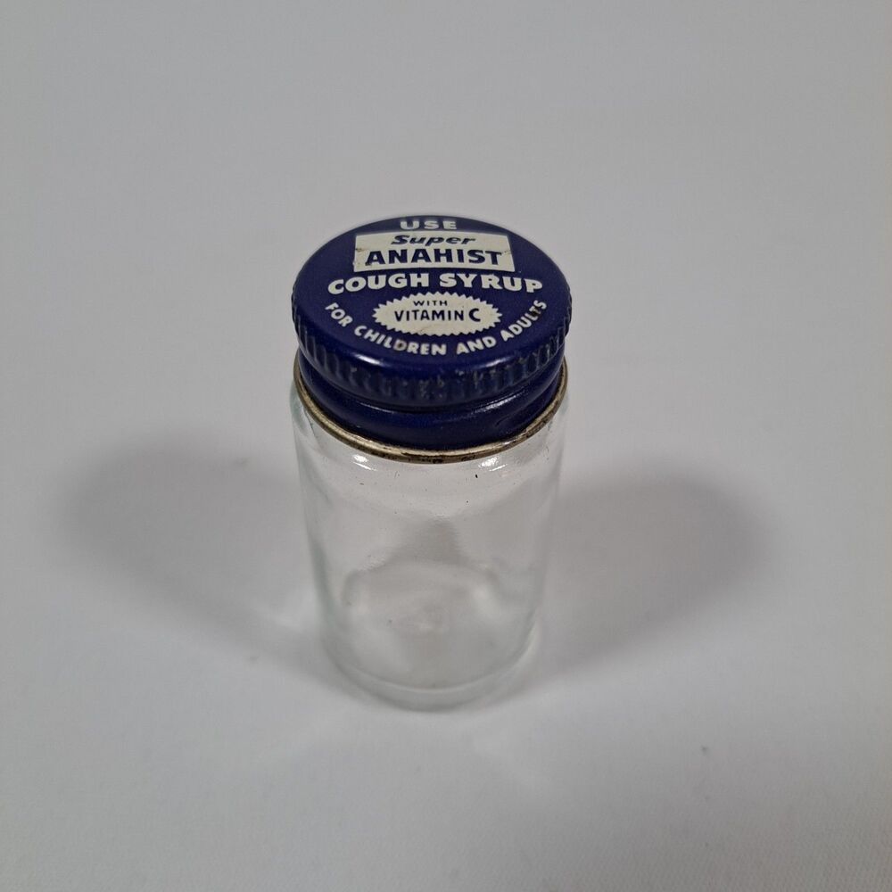Super Anahist Cough Syrup Medicine Clear Glass Bottle Old Medicine Bottle